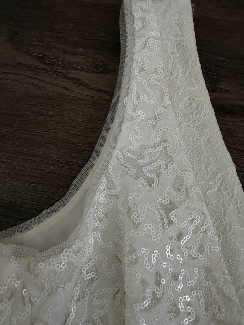 BCBG MAXAZRIA OFF WHITE "GRACIE" SEQUIN LACE SLEEVELESS A-LINE DRESS SZ 8 $338 - Picture 7 of 13
